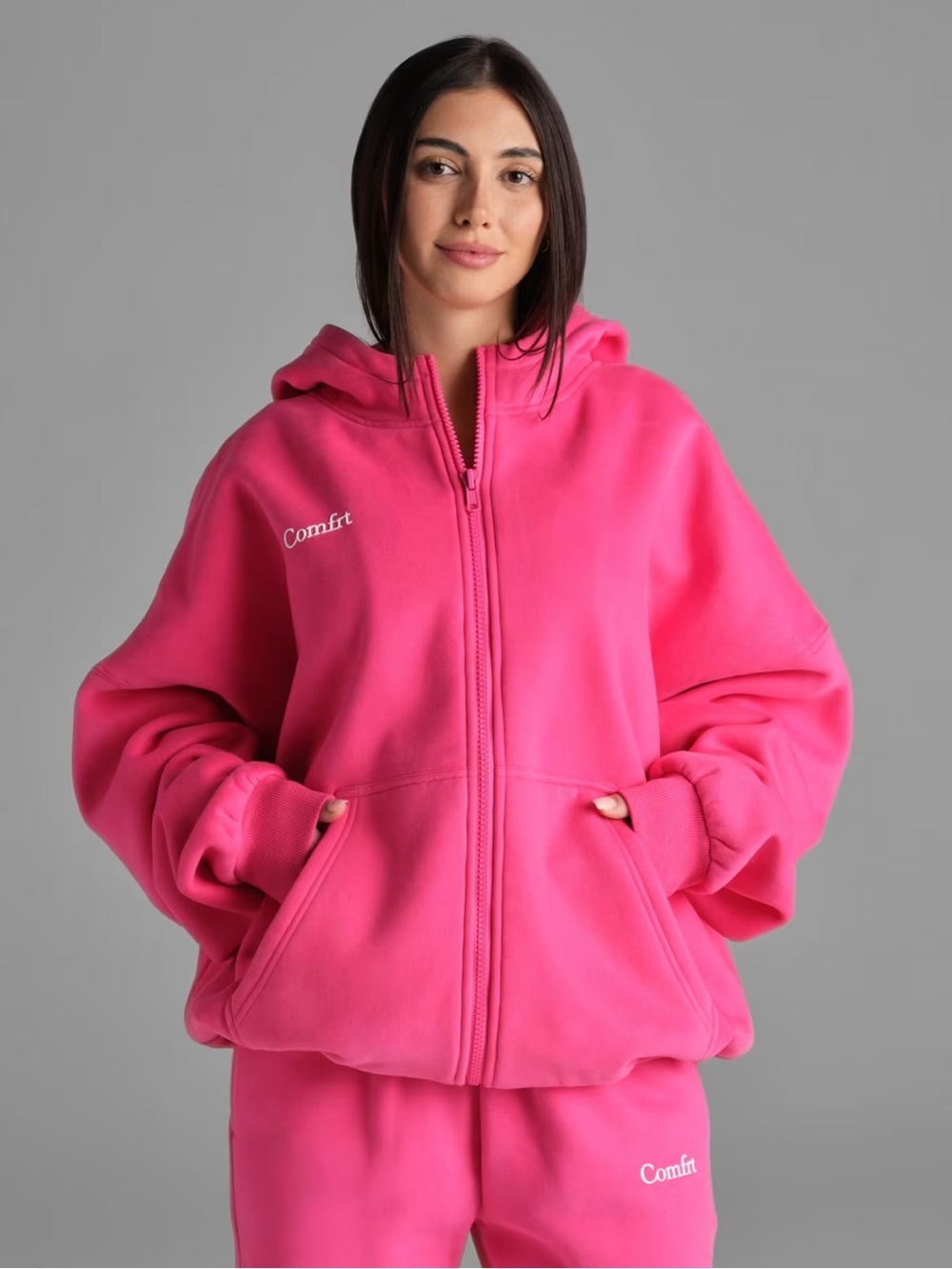 Cloud Zip Hoodie – Mega HOT PINK
